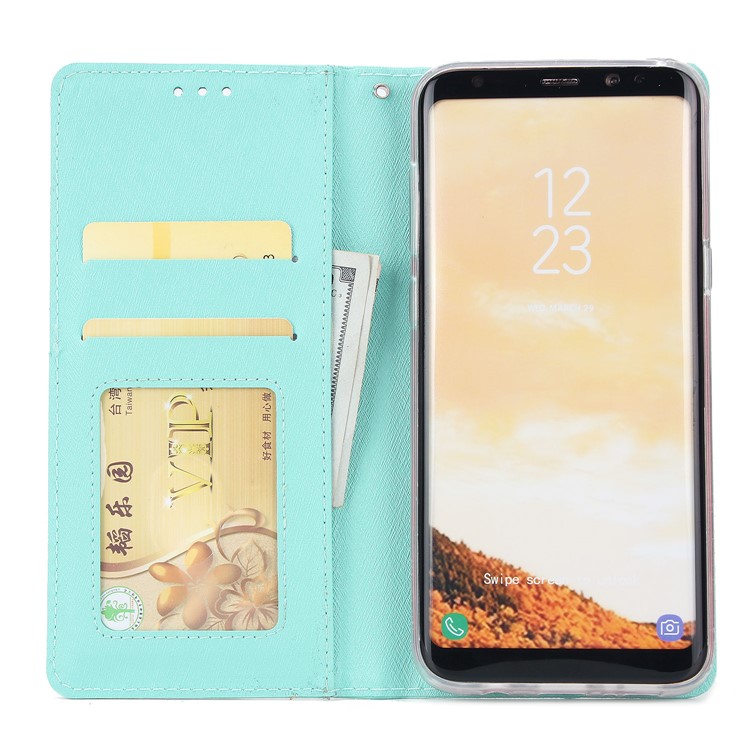 Detachable 2-in-1 Silk Texture Leather Wallet Mobile Phone Cover for Samsung Galaxy S8 SM-G950 - Green-4