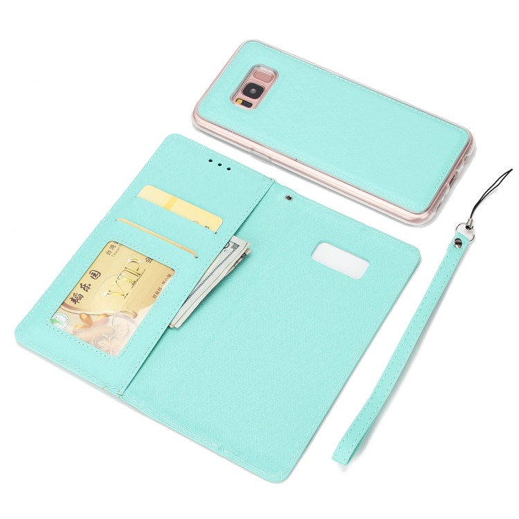 Detachable 2-in-1 Silk Texture Leather Wallet Mobile Phone Cover for Samsung Galaxy S8 SM-G950 - Green-6