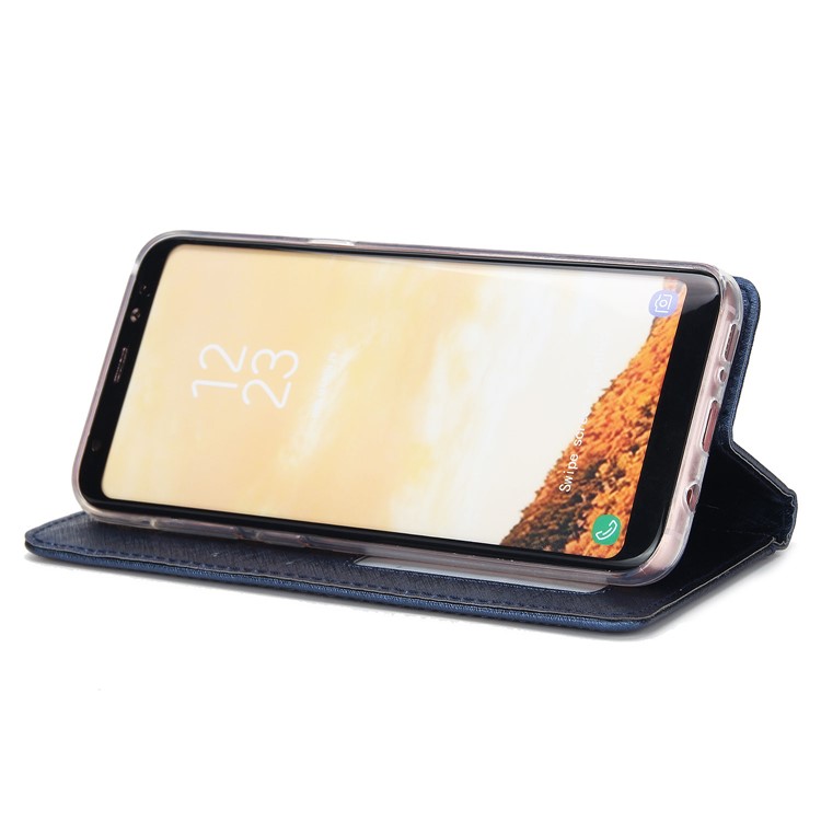 Detachable 2-in-1 Silk Texture Leather Wallet Cell Phone Cover for Samsung Galaxy S8 SM-G950 - Blue-5
