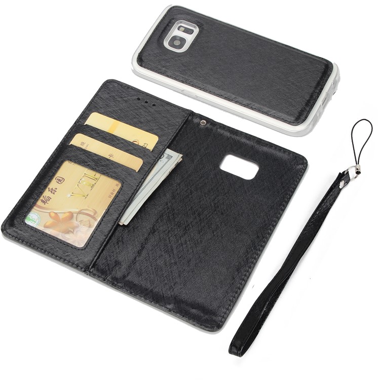 Silk Texture Detachable 2-in-1 Leather Wallet Case for Samsung Galaxy S7 G930 - Black-6