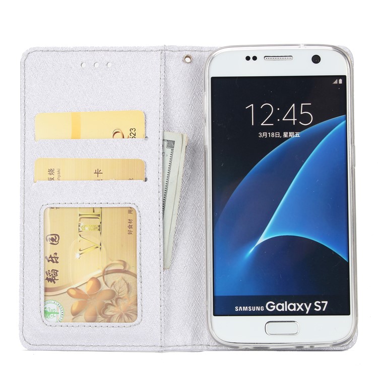 Silk Texture Detachable 2-in-1 Leather Wallet Cover for Samsung Galaxy S7 G930 - Silver-4