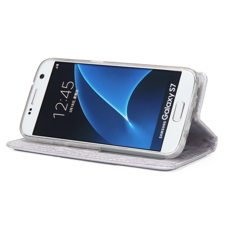 Silk Texture Detachable 2-in-1 Leather Wallet Cover for Samsung Galaxy S7 G930 - Silver-5
