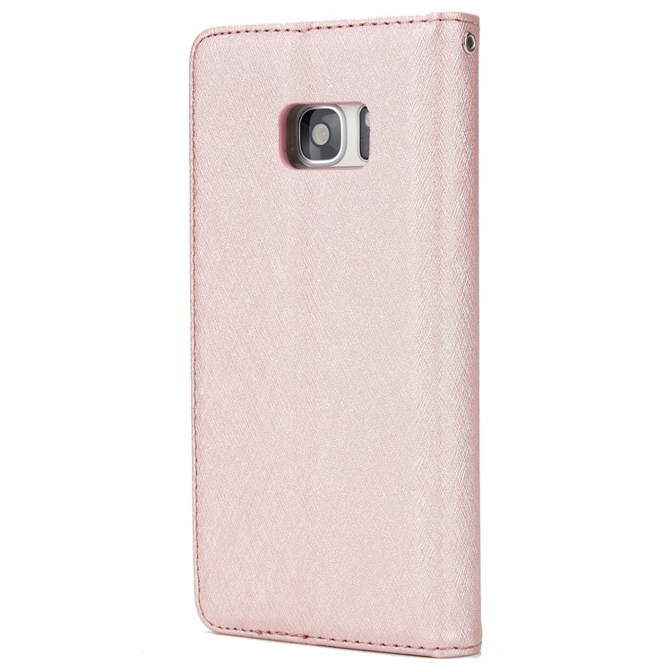 Silk Texture Detachable 2-in-1 Leather Wallet Shell for Samsung Galaxy S7 G930 - Rose Gold-3
