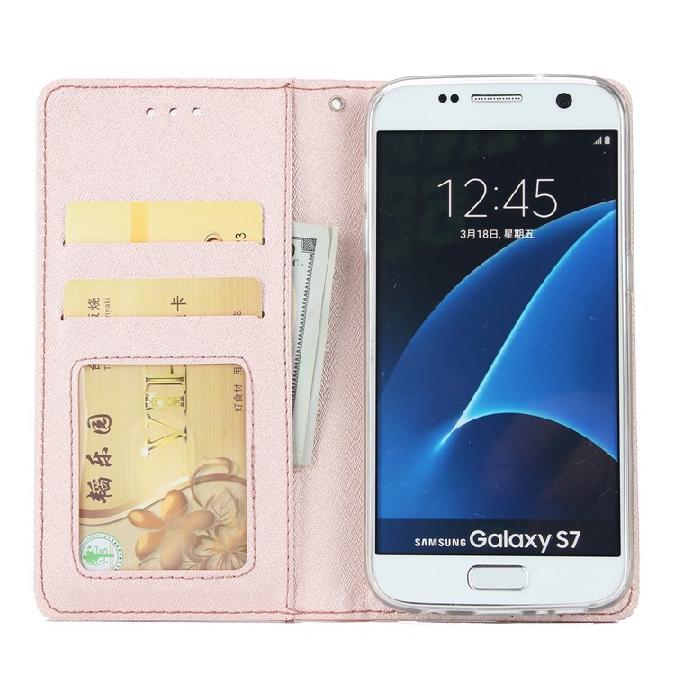 Silk Texture Detachable 2-in-1 Leather Wallet Shell for Samsung Galaxy S7 G930 - Rose Gold-4