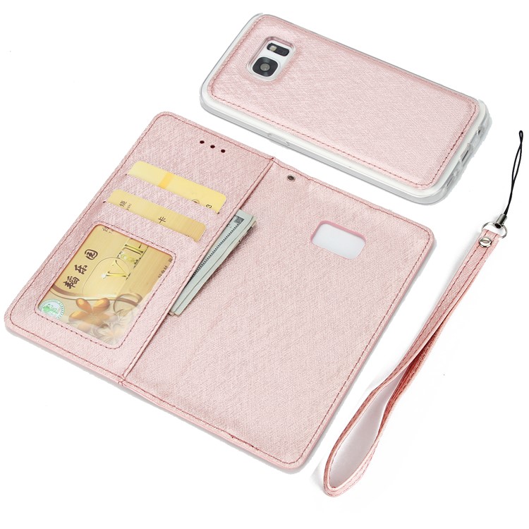 Silk Texture Detachable 2-in-1 Leather Wallet Shell for Samsung Galaxy S7 G930 - Rose Gold-6
