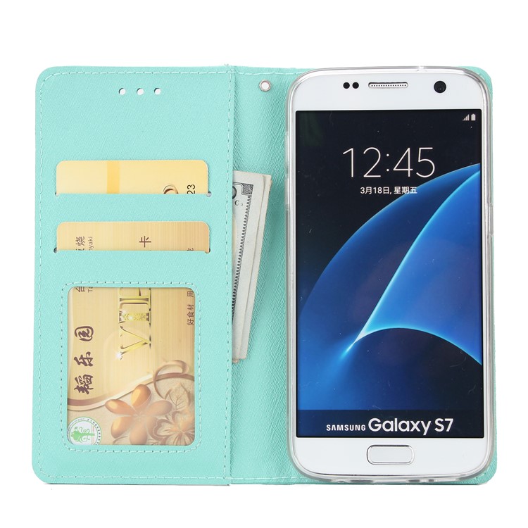 Silk Texture Detachable 2-in-1 Leather Wallet Mobile Case for Samsung Galaxy S7 G930 - Cyan-4