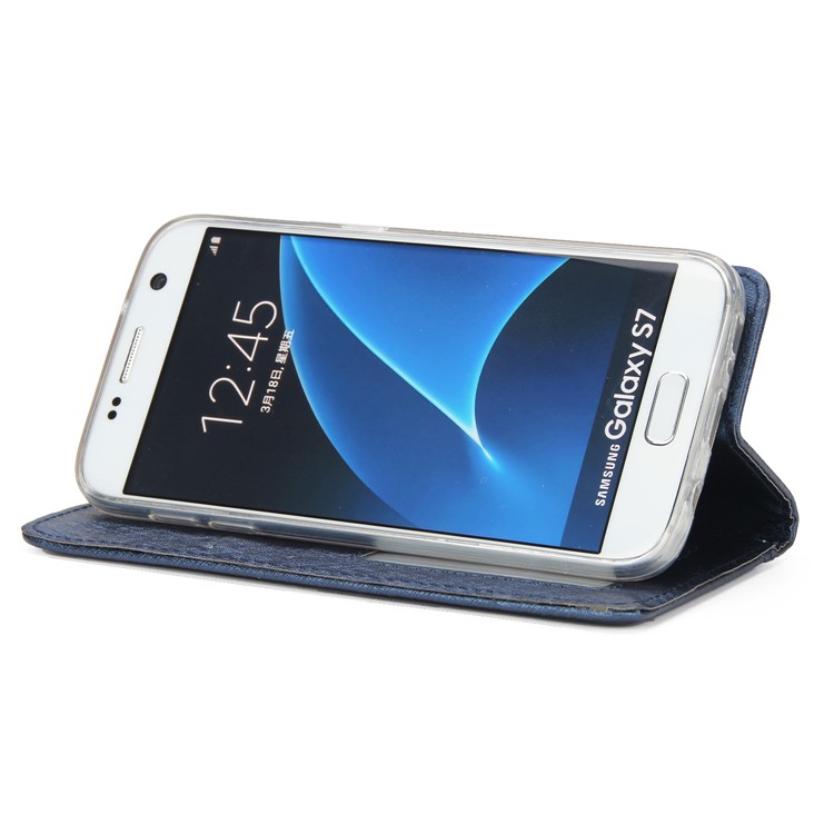 Silk Texture Detachable 2-in-1 Leather Stand Phone Cover for Samsung Galaxy S7 G930 - Blue-5
