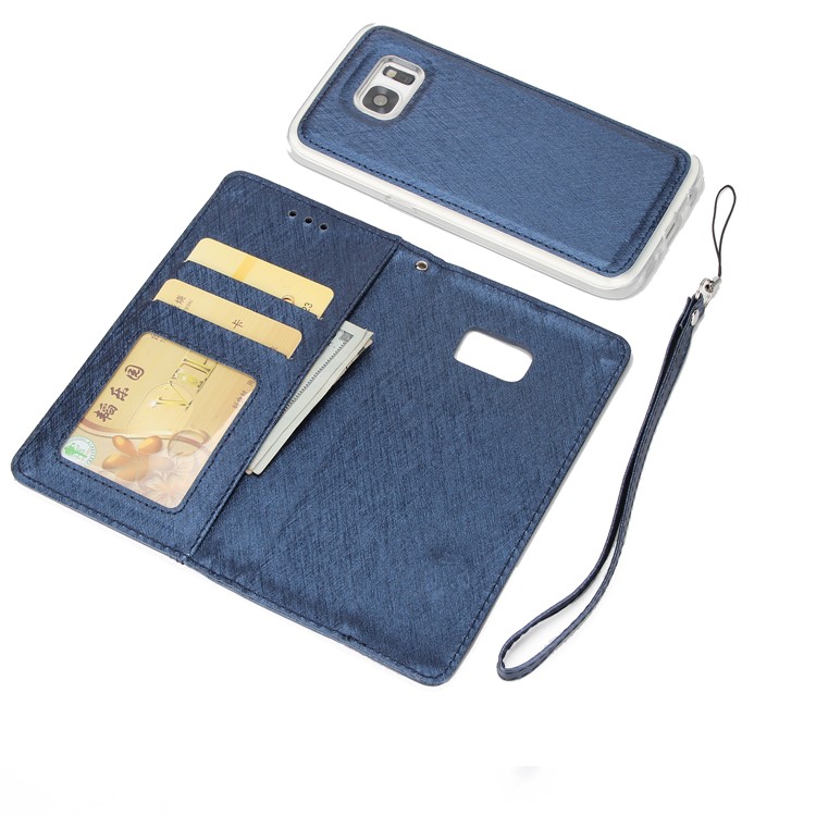 Silk Texture Detachable 2-in-1 Leather Stand Phone Cover for Samsung Galaxy S7 G930 - Blue-6