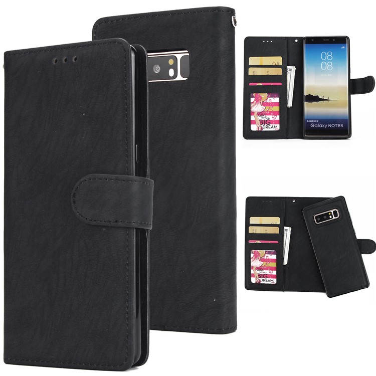 2-in-1 Leather Wallet Cover + Detachable TPU Back Case for Samsung Galaxy Note 8 SM-N950 - Black-1