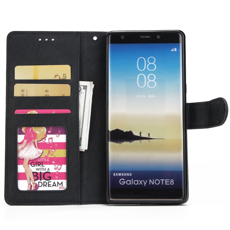 2-in-1 Leather Wallet Cover + Detachable TPU Back Case for Samsung Galaxy Note 8 SM-N950 - Black-4
