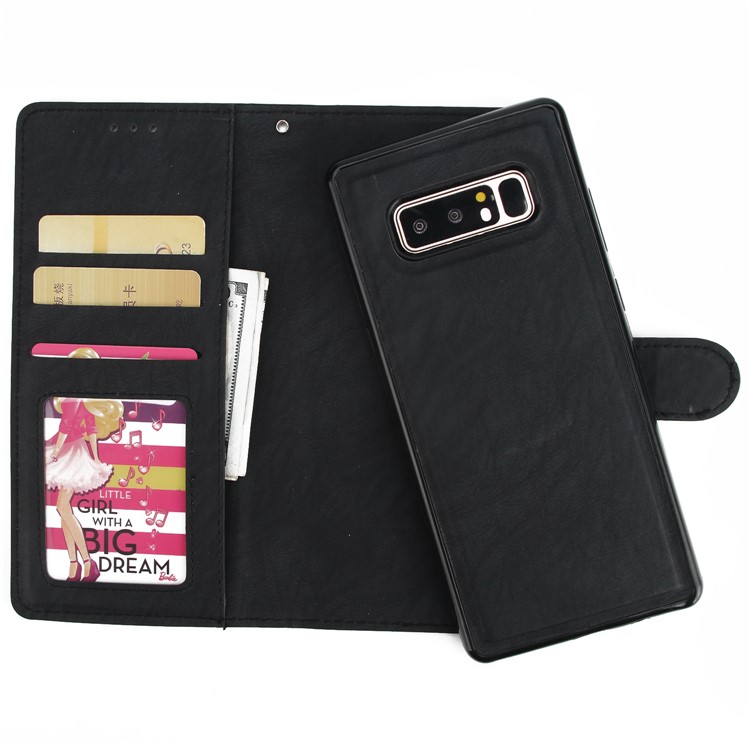 2-in-1 Leather Wallet Cover + Detachable TPU Back Case for Samsung Galaxy Note 8 SM-N950 - Black-5