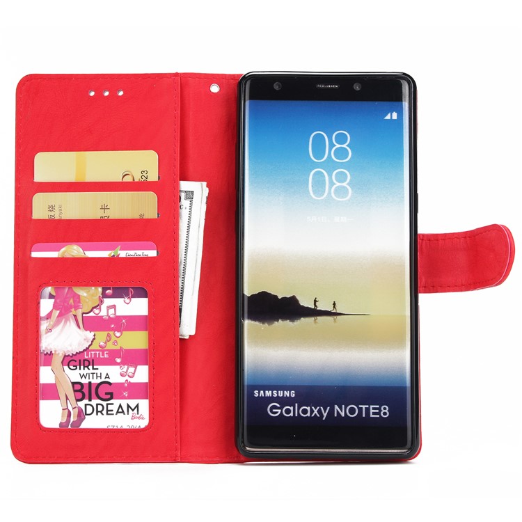 Detachable 2-in-1 Leather Wallet Cover + TPU Phone Case for Samsung Galaxy Note 8 SM-N950 - Red-4