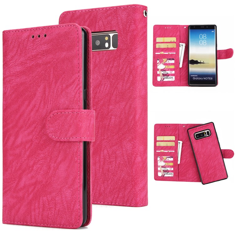 Detachable 2-in-1 Leather Wallet Cover + TPU Phone Cover for Samsung Galaxy Note 8 SM-N950 - Rose-1