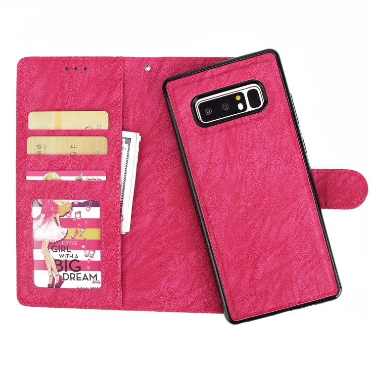 Detachable 2-in-1 Leather Wallet Cover + TPU Phone Cover for Samsung Galaxy Note 8 SM-N950 - Rose-5
