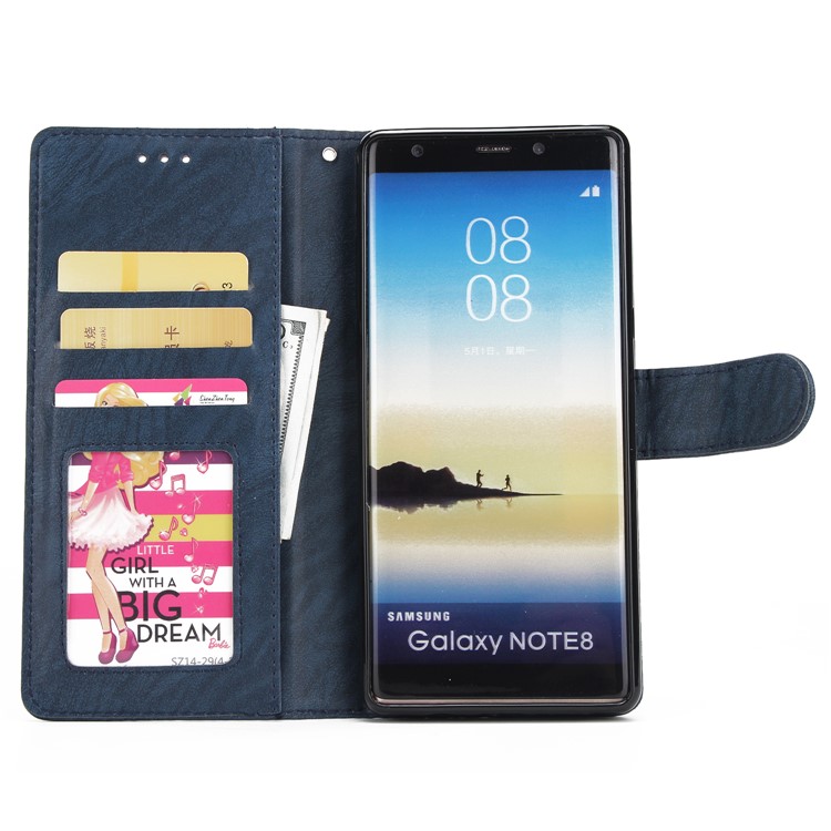 Detachable 2-in-1 Leather Wallet Cover + TPU Phone Shell for Samsung Galaxy Note 8 SM-N950 - Dark Blue-4
