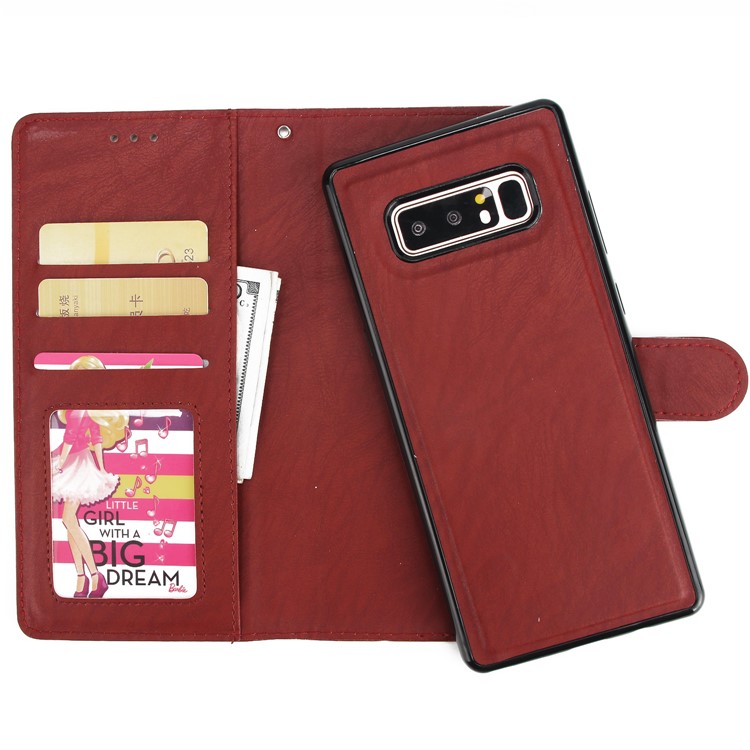 Detachable 2-in-1 Leather Wallet Cover + TPU Mobile Casing for Samsung Galaxy Note 8 SM-N950 - Brown-5