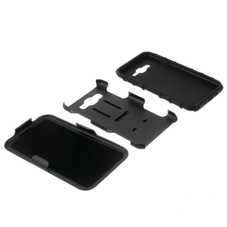 Belt Clip Kickstand PC Silicone Phone Case for Samsung Galaxy J7 SM-J700F - Black-11