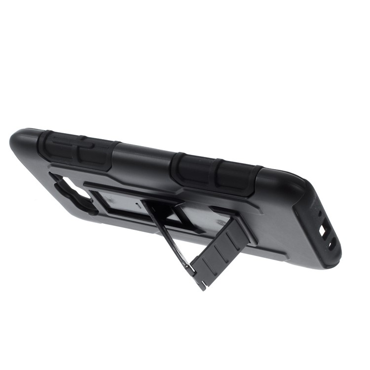 Belt Clip Kickstand PC Silicone Phone Case for Samsung Galaxy J7 SM-J700F - Black-6