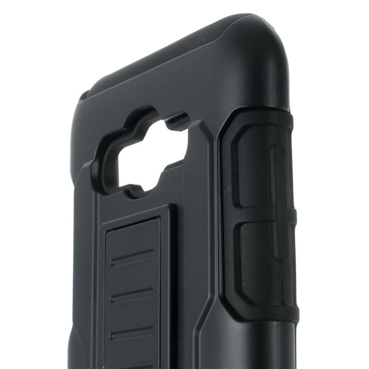 Belt Clip Kickstand PC Silicone Phone Case for Samsung Galaxy J7 SM-J700F - Black-7