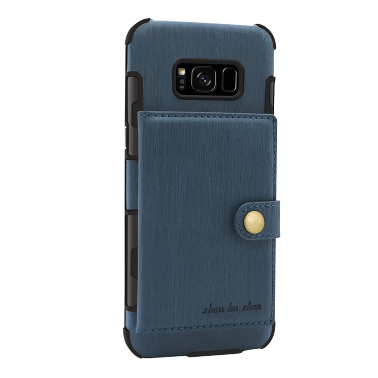 Anti-drop Brushed Cloth Coated PC Protective Shell for Samsung Galaxy S8 G950 - Dark Blue-1