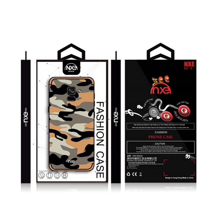 NXE Camouflage Pattern PC TPU Hybrid Back Case with Pop Out Stand for Samsung Galaxy A8+ (2018) - Dark Yellow-6