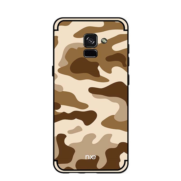 NXE Camouflage Pattern PC TPU Hybrid Shell with Pop Out Stand for Samsung Galaxy A8+ (2018) - Light Yellow-2