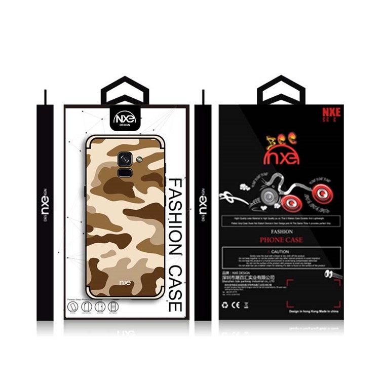 NXE Camouflage Pattern PC TPU Hybrid Shell with Pop Out Stand for Samsung Galaxy A8+ (2018) - Light Yellow-6