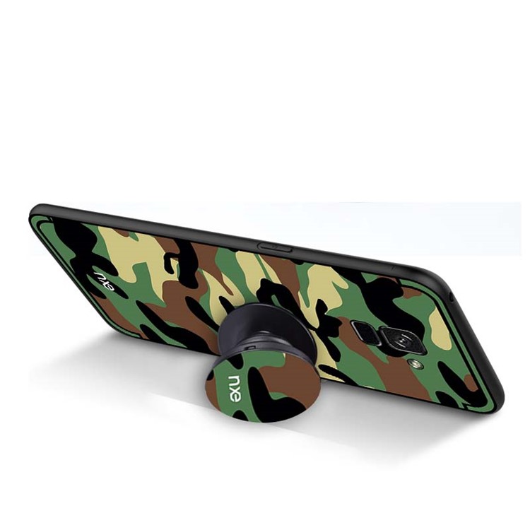 NXE Camouflage Pattern PC TPU Combo Case with Pop Out Stand for Samsung Galaxy A8+ (2018) - Dark Green-5
