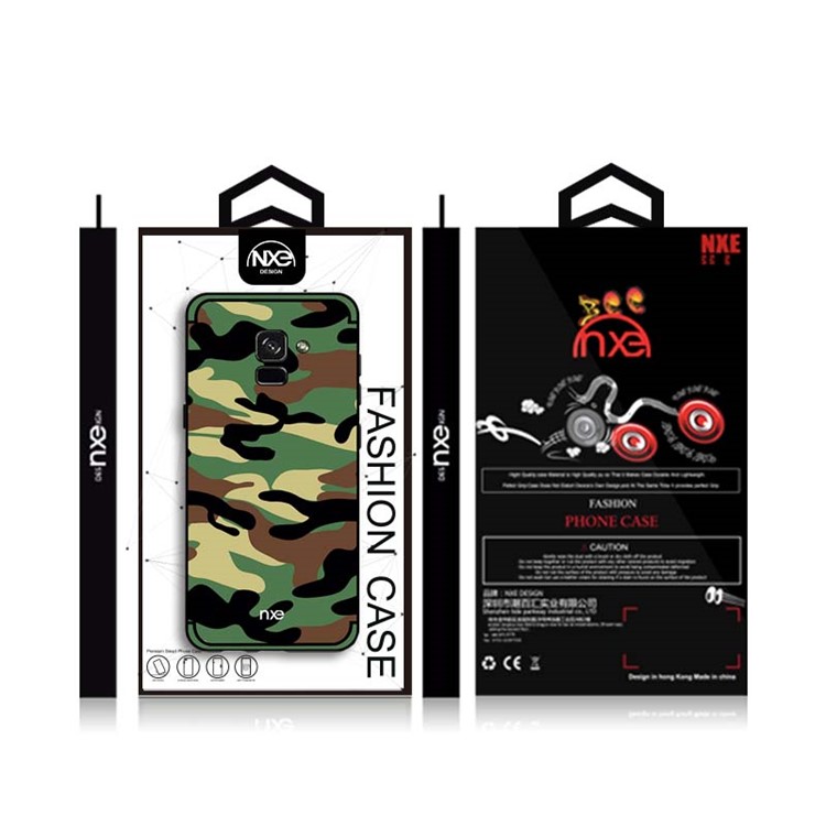 NXE Camouflage Pattern PC TPU Combo Case with Pop Out Stand for Samsung Galaxy A8+ (2018) - Dark Green-6
