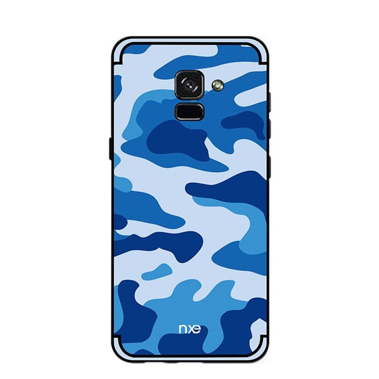NXE Camouflage Pattern PC TPU Combo Shell with Pop Out Stand for Samsung Galaxy A8+ (2018) - Blue-2