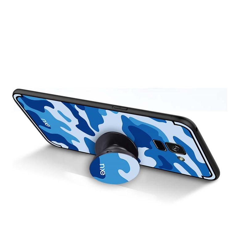 NXE Camouflage Pattern PC TPU Combo Shell with Pop Out Stand for Samsung Galaxy A8+ (2018) - Blue-5