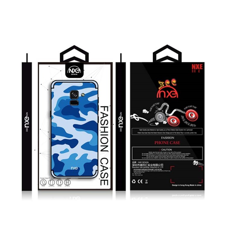 NXE Camouflage Pattern PC TPU Combo Shell with Pop Out Stand for Samsung Galaxy A8+ (2018) - Blue-6