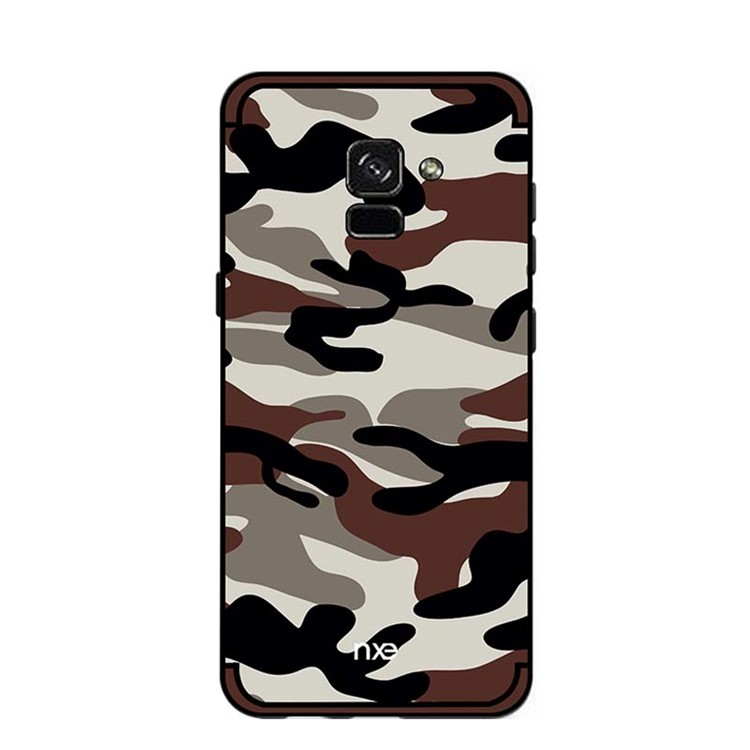 NXE Camouflage Pattern PC TPU Back Case with Pop Out Stand for Samsung Galaxy A8+ (2018) - Brown-2