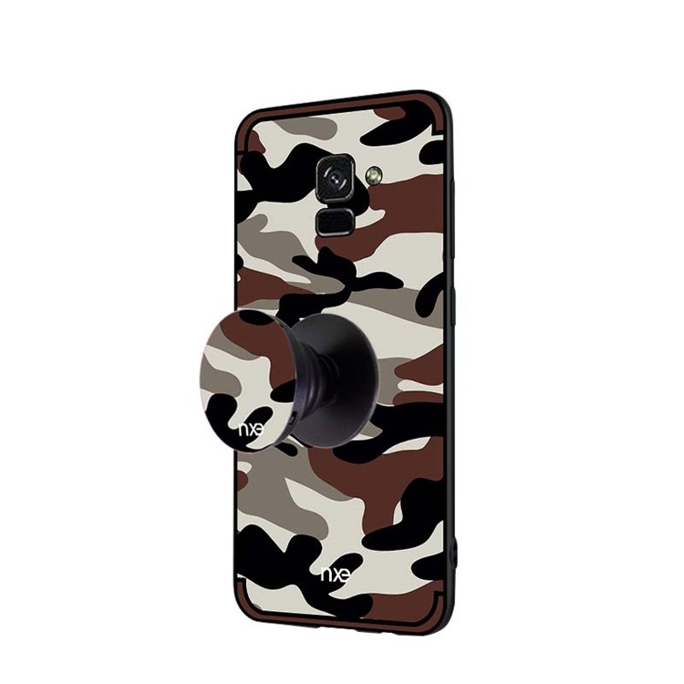 NXE Camouflage Pattern PC TPU Back Case with Pop Out Stand for Samsung Galaxy A8+ (2018) - Brown-4
