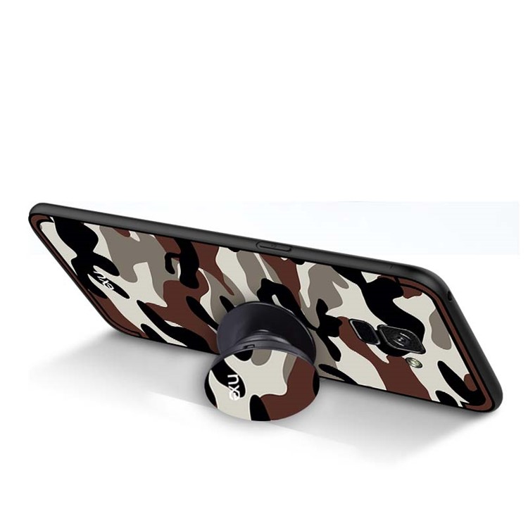 NXE Camouflage Pattern PC TPU Back Case with Pop Out Stand for Samsung Galaxy A8+ (2018) - Brown-5