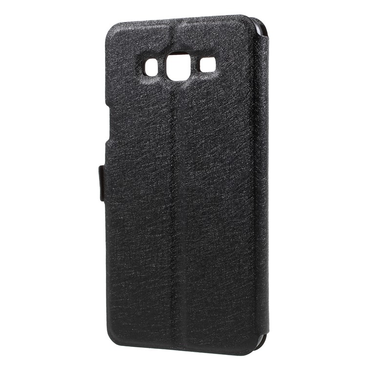 Silk Texture Dual View Window Leather Flip Case for Samsung Galaxy J7 Nxt - Black-2