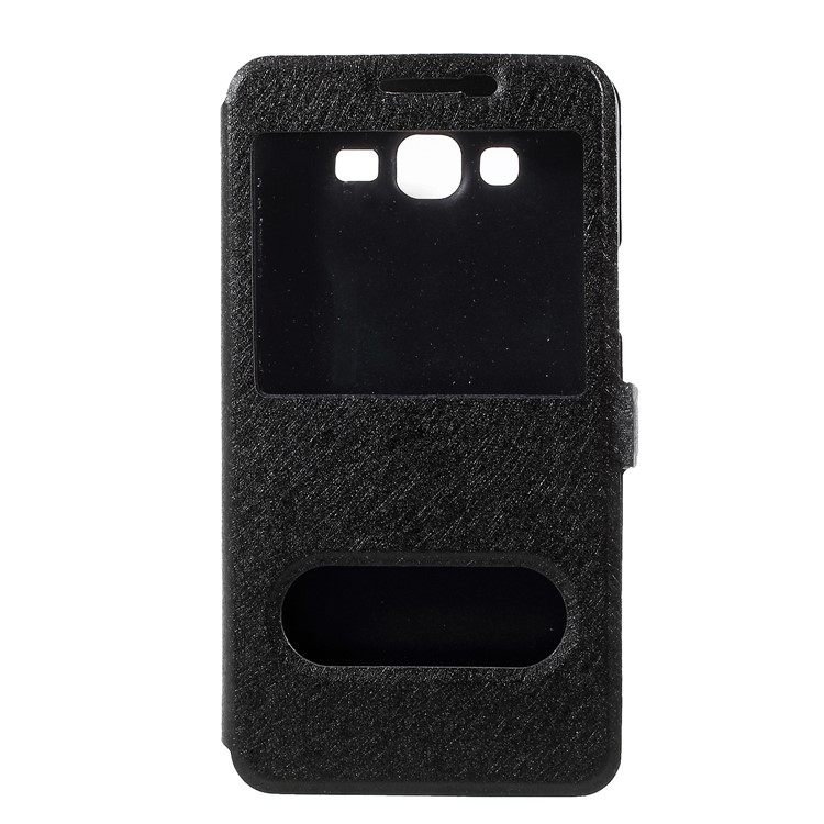 Silk Texture Dual View Window Leather Flip Case for Samsung Galaxy J7 Nxt - Black-3