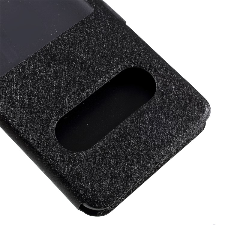 Silk Texture Dual View Window Leather Flip Case for Samsung Galaxy J7 Nxt - Black-4