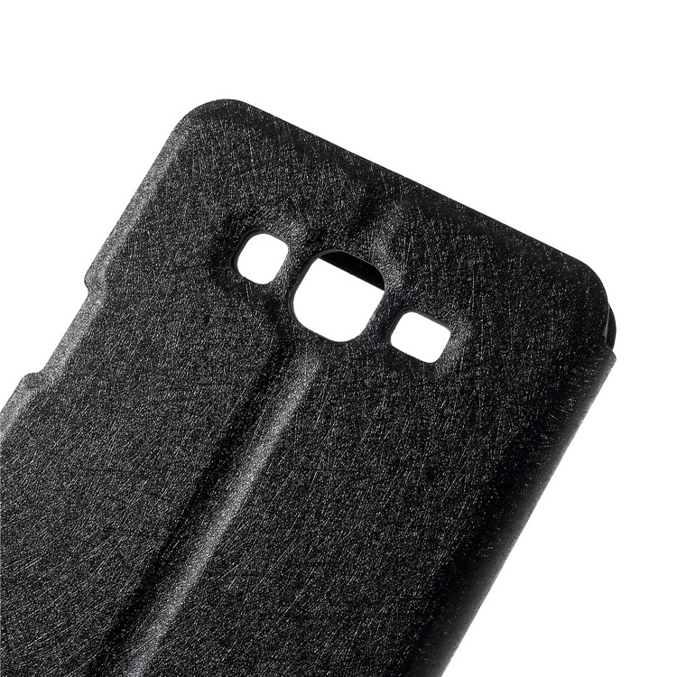 Silk Texture Dual View Window Leather Flip Case for Samsung Galaxy J7 Nxt - Black-5