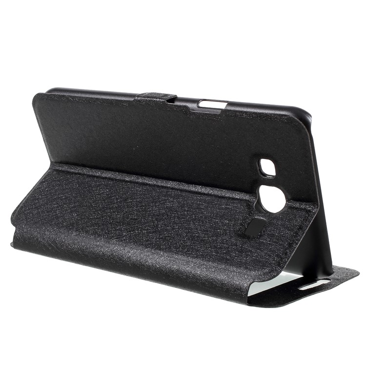 Silk Texture Dual View Window Leather Flip Case for Samsung Galaxy J7 Nxt - Black-7