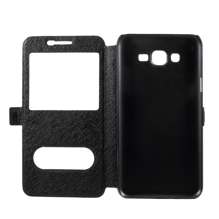 Silk Texture Dual View Window Leather Flip Case for Samsung Galaxy J7 Nxt - Black-8