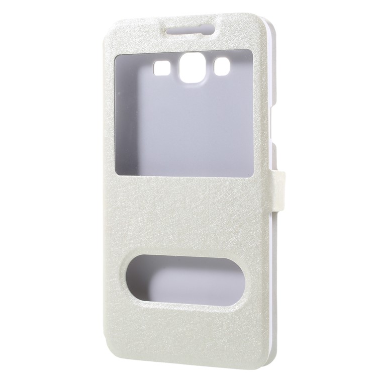 Silk Texture Dual View Window Leather Flip Cover for Samsung Galaxy J7 Nxt - White-1