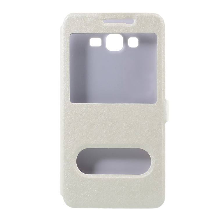 Silk Texture Dual View Window Leather Flip Cover for Samsung Galaxy J7 Nxt - White-3