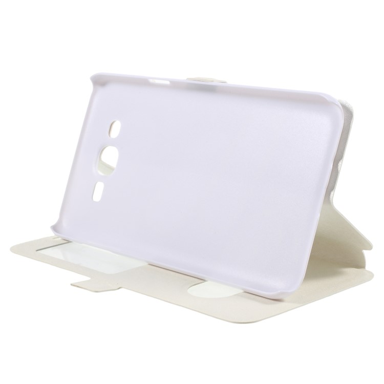 Silk Texture Dual View Window Leather Flip Cover for Samsung Galaxy J7 Nxt - White-4