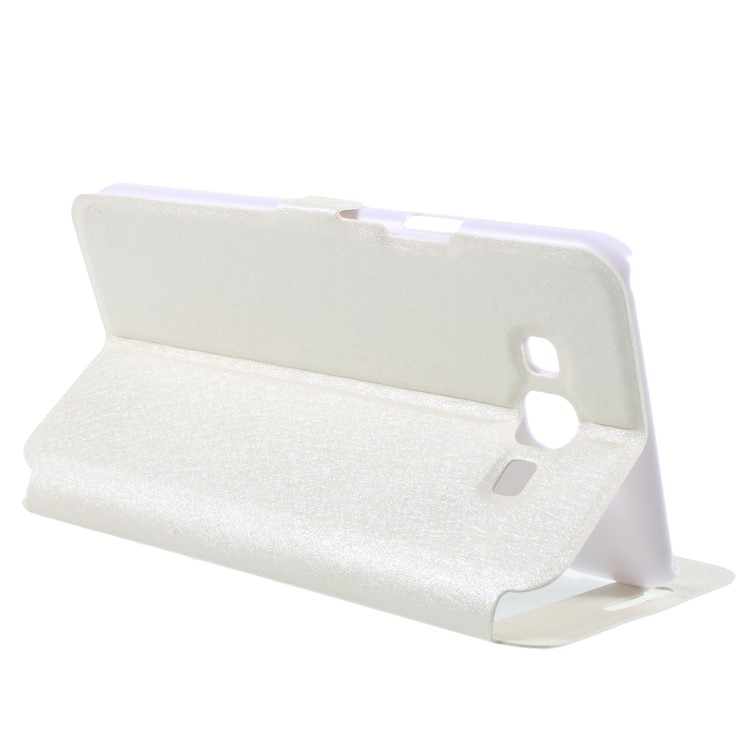 Silk Texture Dual View Window Leather Flip Cover for Samsung Galaxy J7 Nxt - White-5