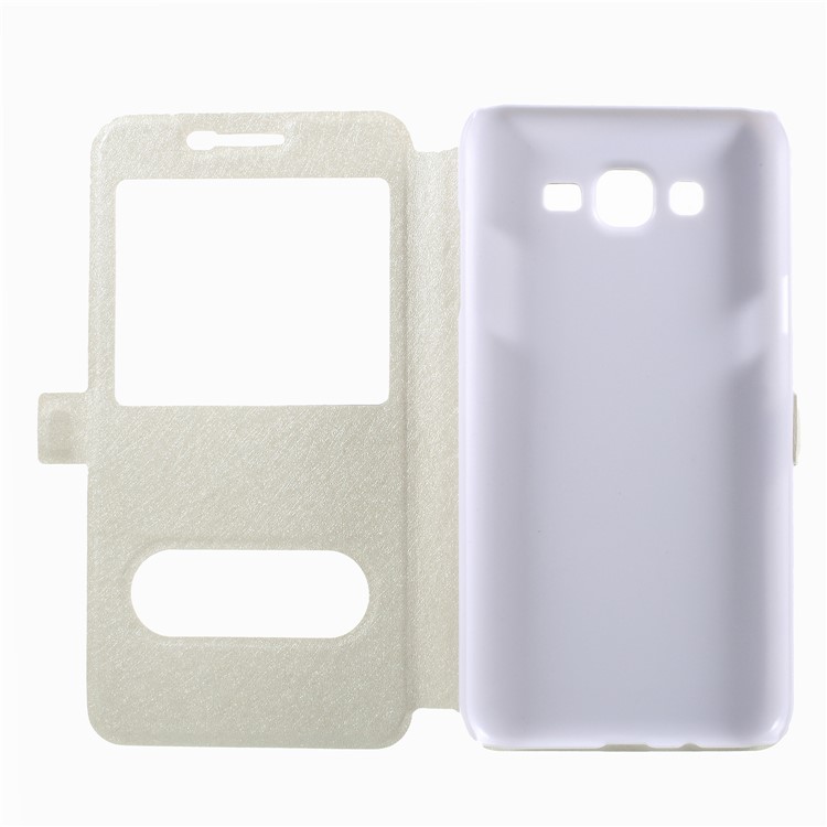 Silk Texture Dual View Window Leather Flip Cover for Samsung Galaxy J7 Nxt - White-6