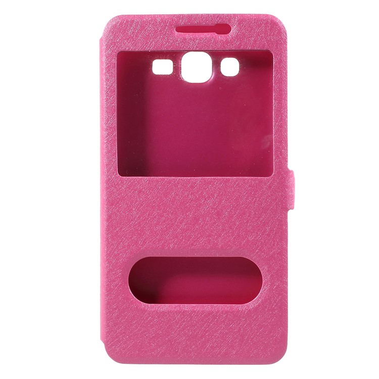 Silk Texture Dual View Window Stand Leather Shell for Samsung Galaxy J7 Nxt - Rose-3