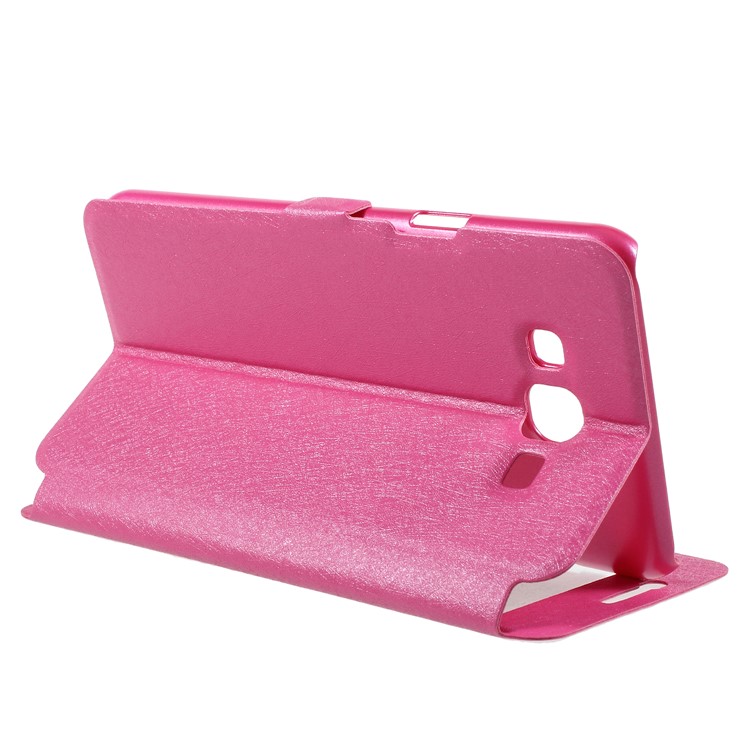 Silk Texture Dual View Window Stand Leather Shell for Samsung Galaxy J7 Nxt - Rose-5