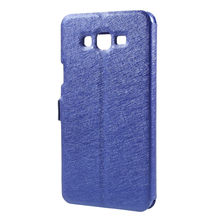 Silk Texture Dual View Window Leather Mobile Casing for Samsung Galaxy J7 Nxt - Blue-6