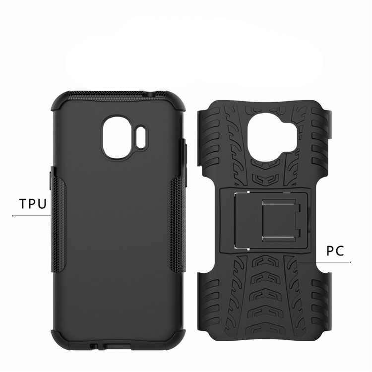 Tyre Pattern PC + TPU Hybrid Case with Kickstand for Samsung Galaxy J2 Pro 2018 - Black-12